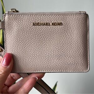 Michael Kors Pebbled Leather Wristlet Pouch Blush